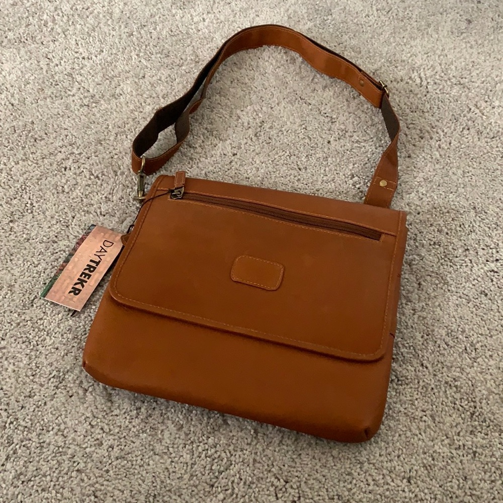 NWT- genuine leather crossbody work bag for women